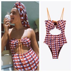 Zara Cut Out Swimsuit NWT MULTICOLORED